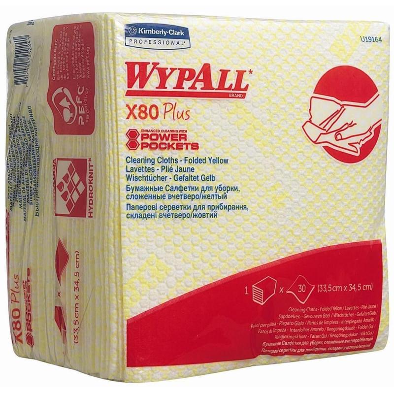 Материал протирочный нетканый WypAll X80 Plus желтый 30л/уп 19164 (KFC)