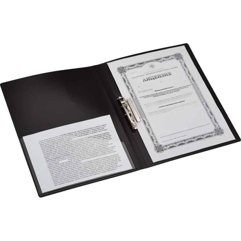 Папка с зажимом Комус Шелк черная