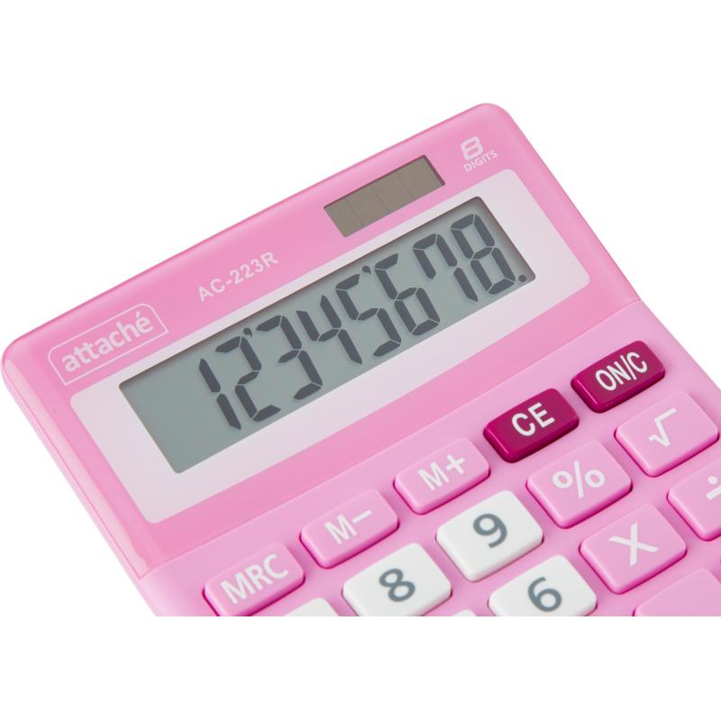 Калькулятор настольный КОМП Attache, AС-223R,8р,дв. пит, розовый,134x107x34