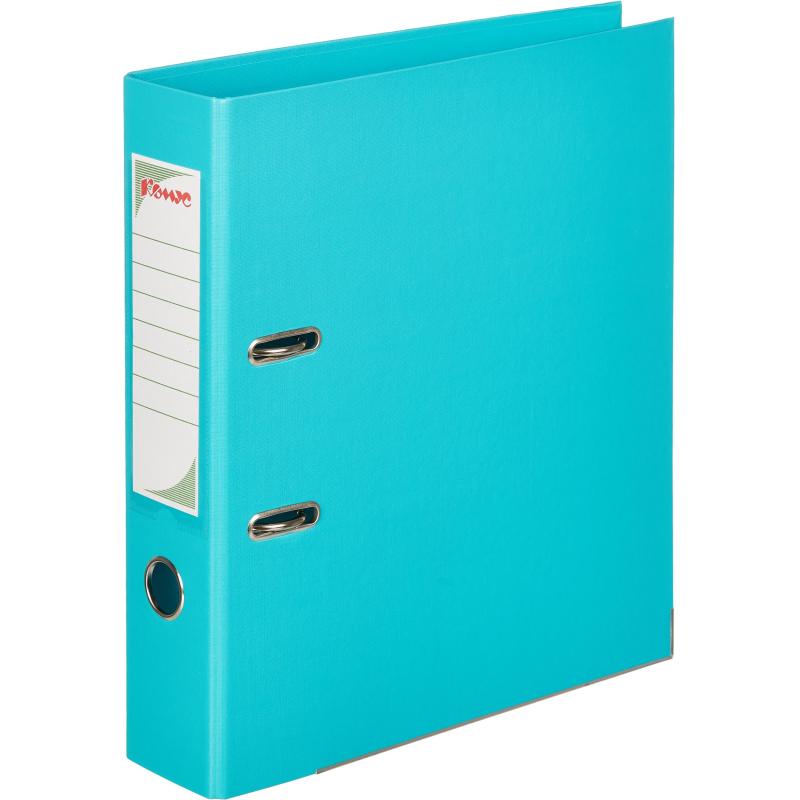 Папка-регистратор Комус Стандарт 75мм  бирюзовая, ПБП2, карм.кор., мет.уг