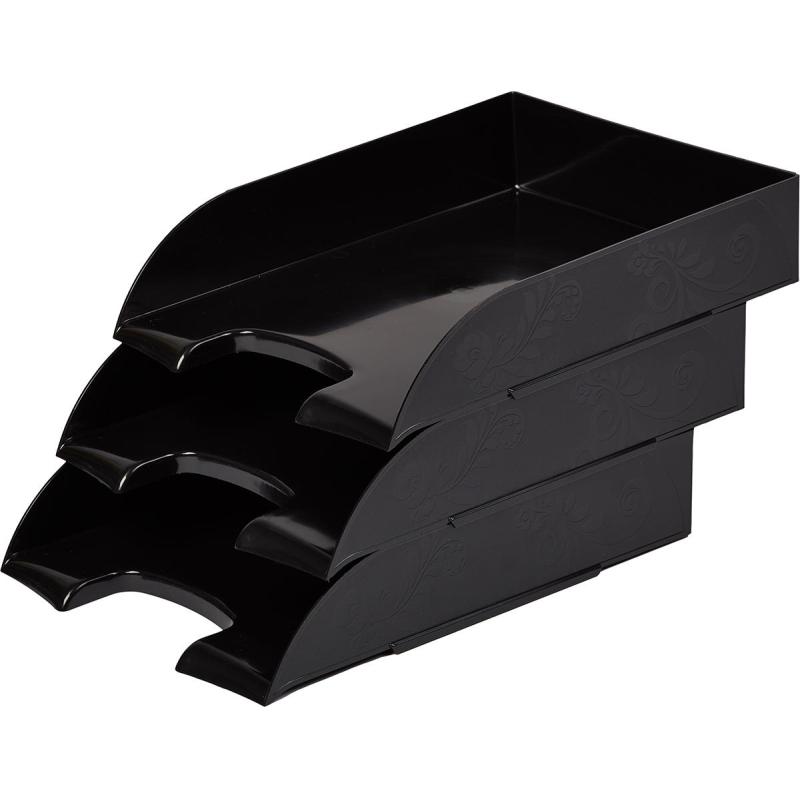 Лоток горизонтальный Комус Русская серия, черный непроз