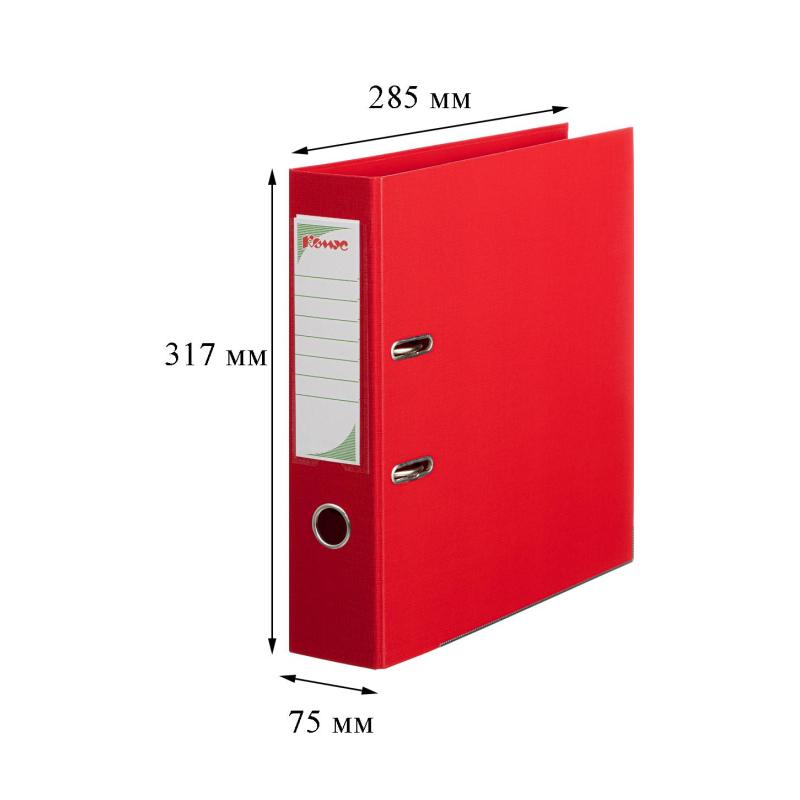 Папка-регистратор Комус Стандарт 75мм  красная, ПБП2, карм.кор., мет.уг