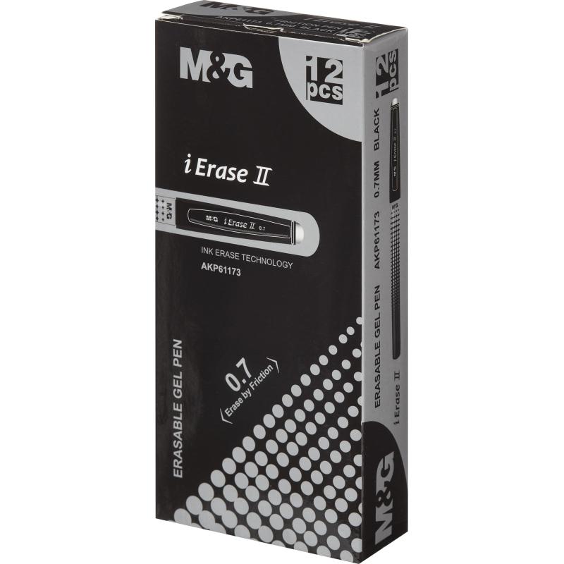 Ручка гелевая стираемая M&G iErase II шар0,7 лин 0,5мм черн AKP61173110700H