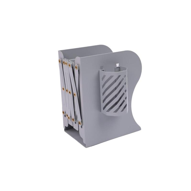 Подставка для книг и учебников раздвижная, со стаканом, серая