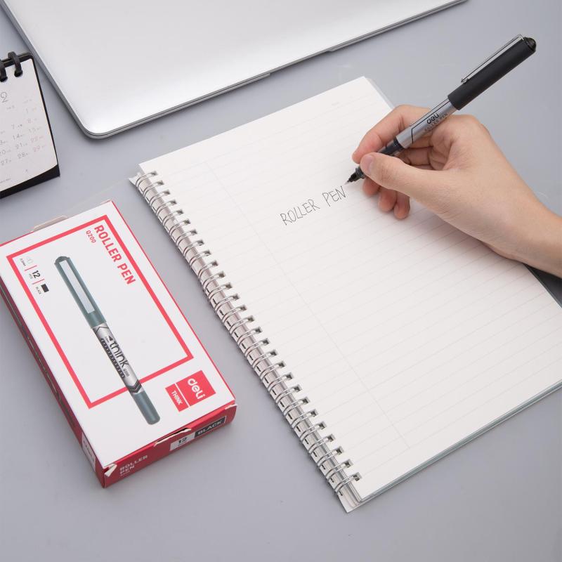 Роллер Deli Think, шарик 0,5 мм, линия 0,35 мм, черный EQ20020