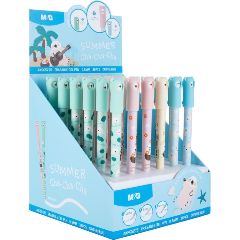 Ручка гелевая M&G Summer Cha Cha Cha стираемая, 0,5мм,син,в асс AKPC5275