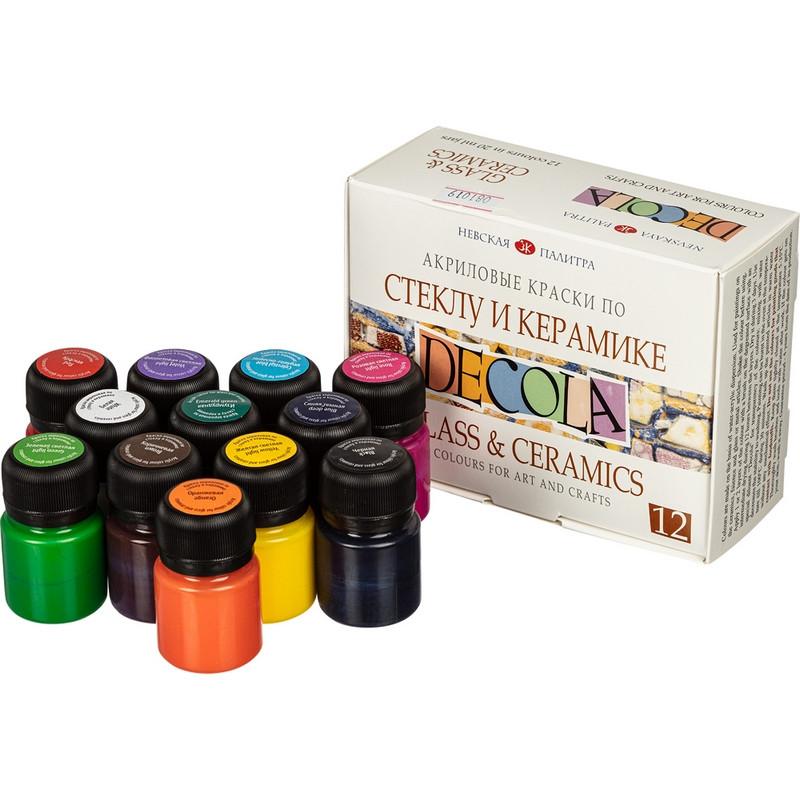 Набор акриловых красок по стеклу и керамике Decola 12х20 мл, 041114