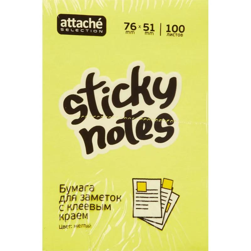 Стикеры с клеев. краем 76х51, неон, желтый  100л