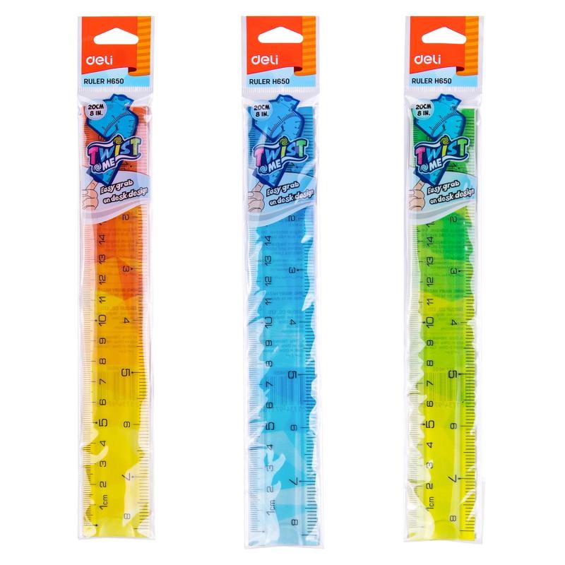 Линейка 20 см Deli EH650, гибкая, цвет в ассортименте