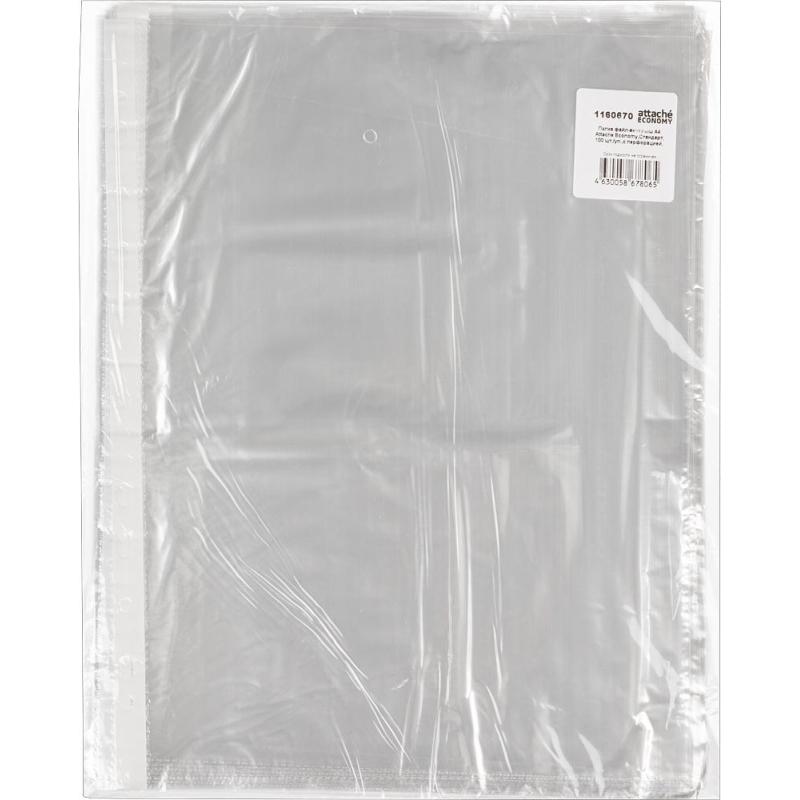 Файл-вкладыш А4 Attache Economy,Стандарт ,100шт./уп.с перф.,Россия