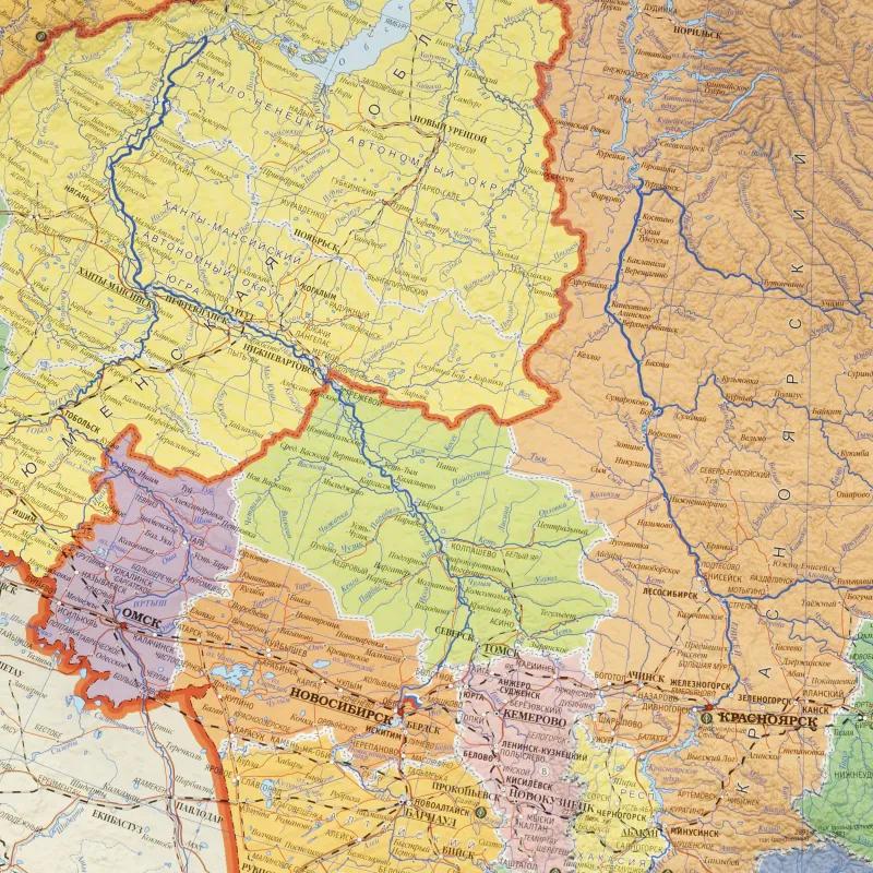 Карта настенная на рейках РФ П/А Субъекты федерации.М1:6,7 млн.124х80 см