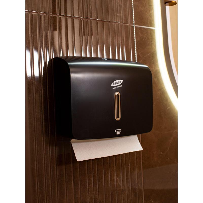 Диспенсер для полотенец лист Luscan Prof Etalon Z-слож черный 151060