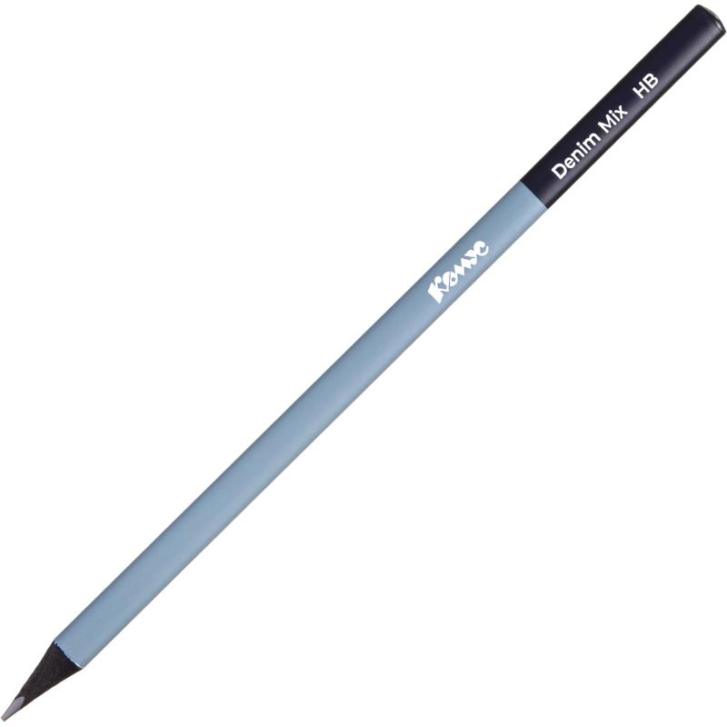 Карандаш чернографитный Комус Denim Mix, черн.дер., трехг, б/ласт, в асс