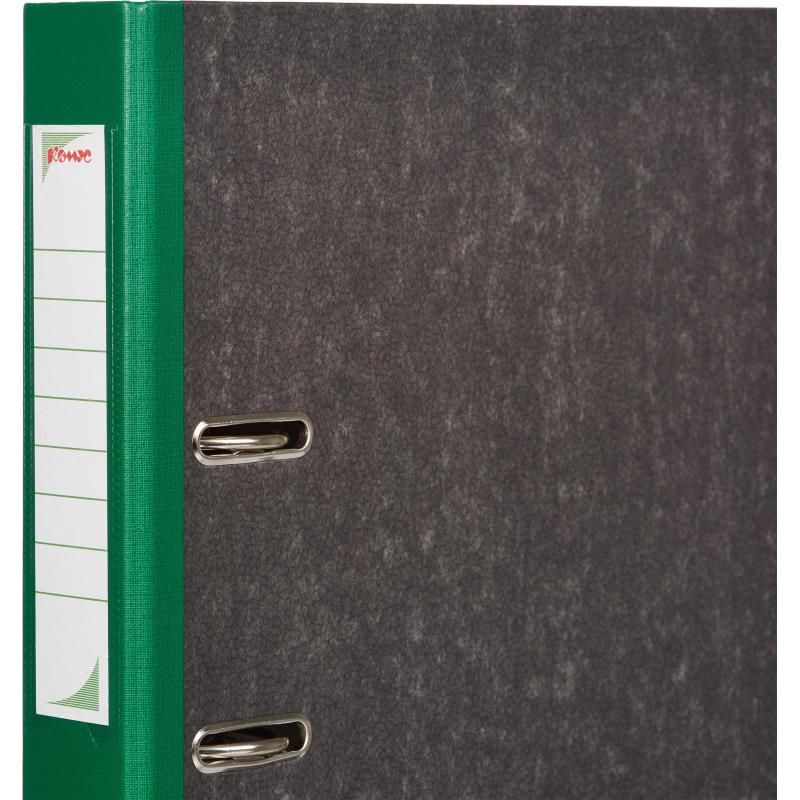 Папка-регистратор Комус мрамор.карт 50мм зел. кореш,бум/бум,карм.кор,мет.уг