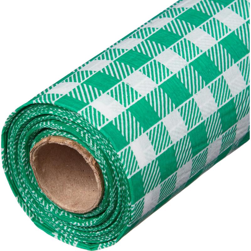 Скатерть одноразовая Luscan, 120х200см 6шт/рулон, зеленая клетка