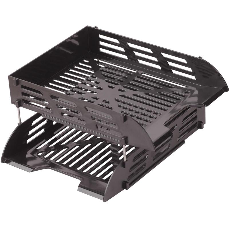 Лоток горизонтальный для бумаг Attache 2шт/на на металл стержнях черный