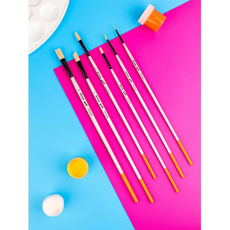 Набор кистей художественных Комус Арт,синтетика жесткая,длин.ручка, 6шт/наб