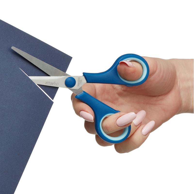 Ножницы Attache 140 мм с пласт. прорезин. ручками, цвет синий