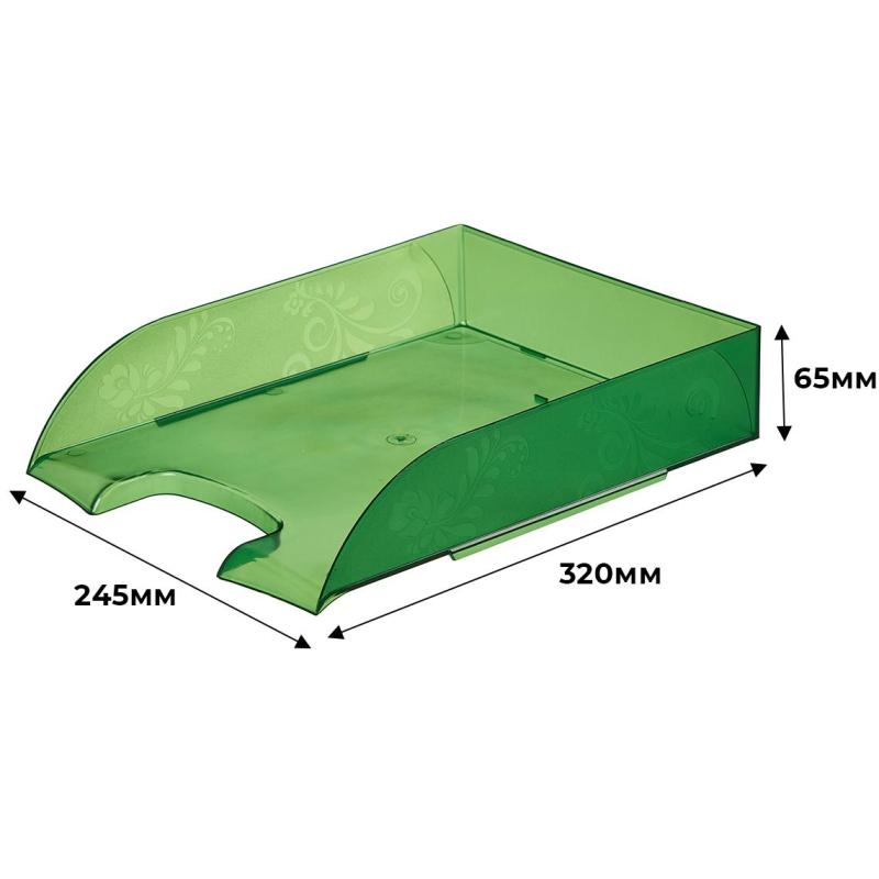 Лоток горизонтальный Комус Русская серия, зеленый, проз