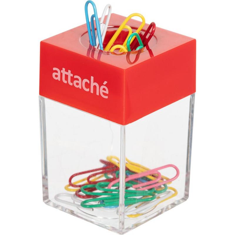 Скрепочница Attache магнит, с цвет. скрепками 28 мм (20шт.) цвет в ассорт.