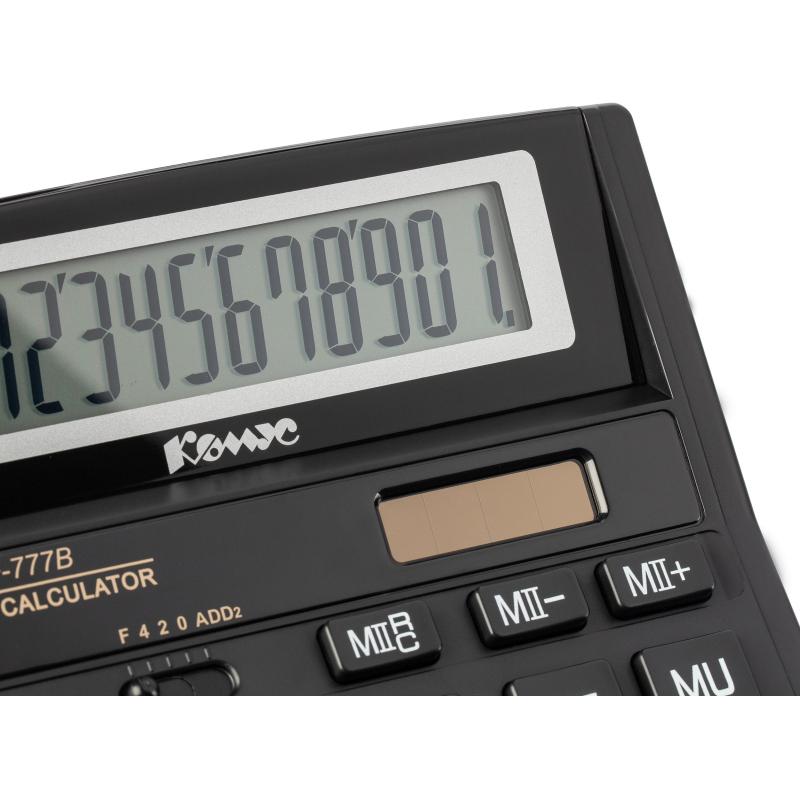 Калькулятор настольный ПОЛНОРАЗМЕРНЫЙ Комус AF-777B,12р,дв.пит,чрн