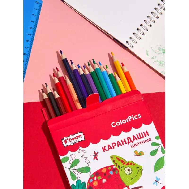 Карандаши цветные 18 цветов Комус Класс ColorPics, шестигранные
