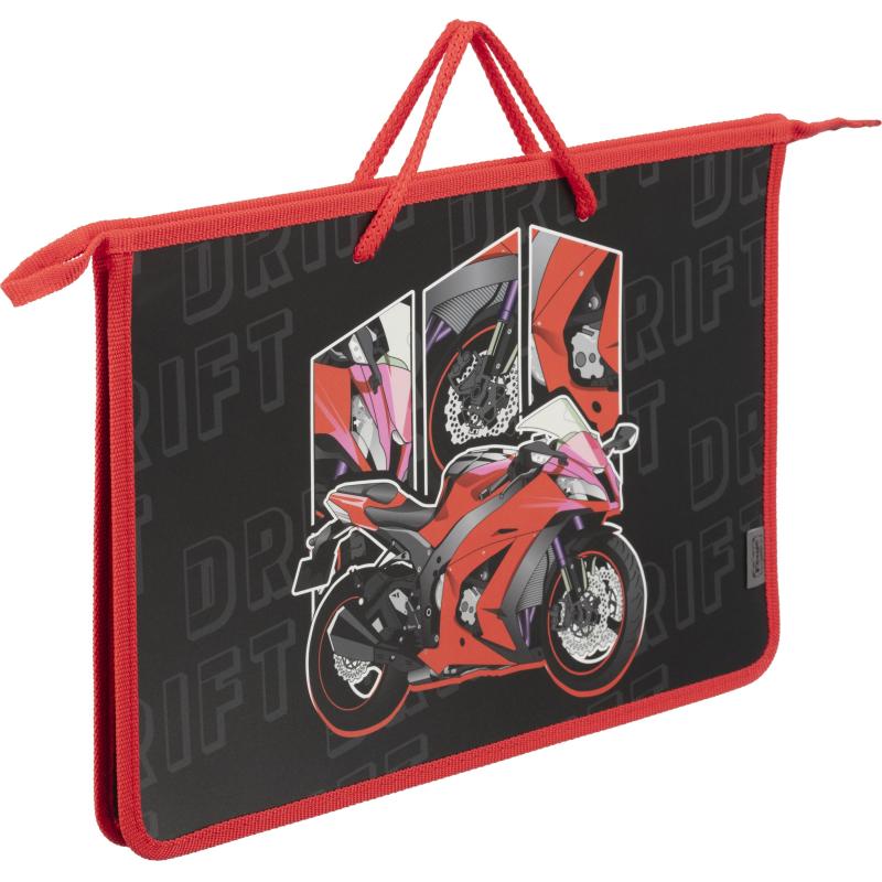 Папка для тетрадей Комус Класс Urban MotoА4 на молн с ручк,пласт,45мм,ПТ-15