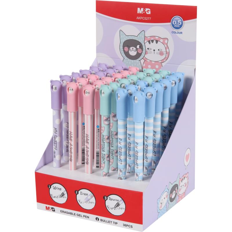 Ручка гелевая со стираем.черн.M&G So Many Cats,д.ш.0,5 мм,син,асс AKPC5277