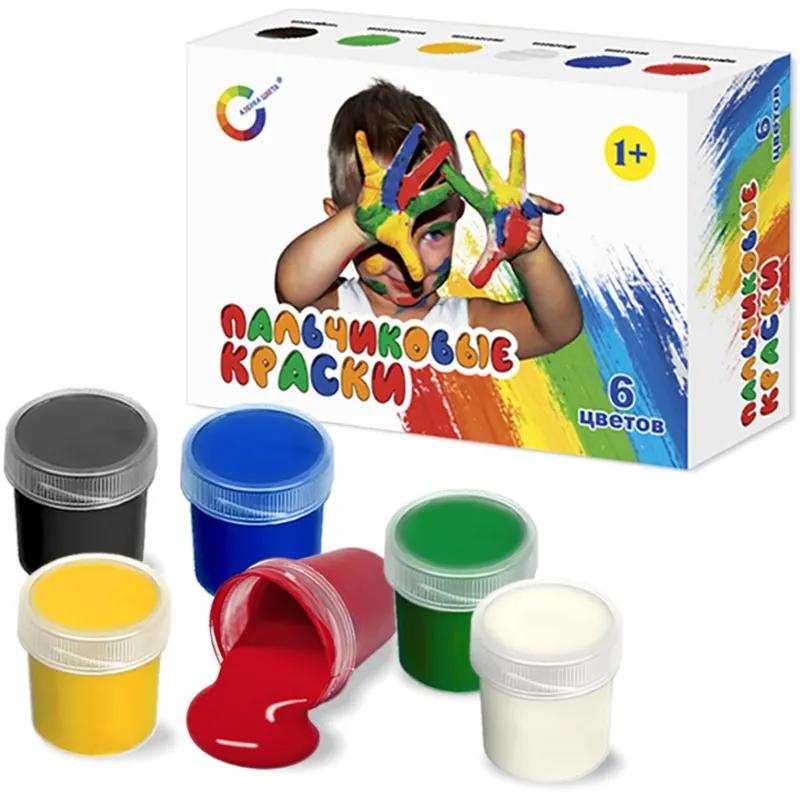 Краски пальчиковые набор 6 цветов по 20мл АЗБУКА ЦВЕТА Арт.91-6.20-00