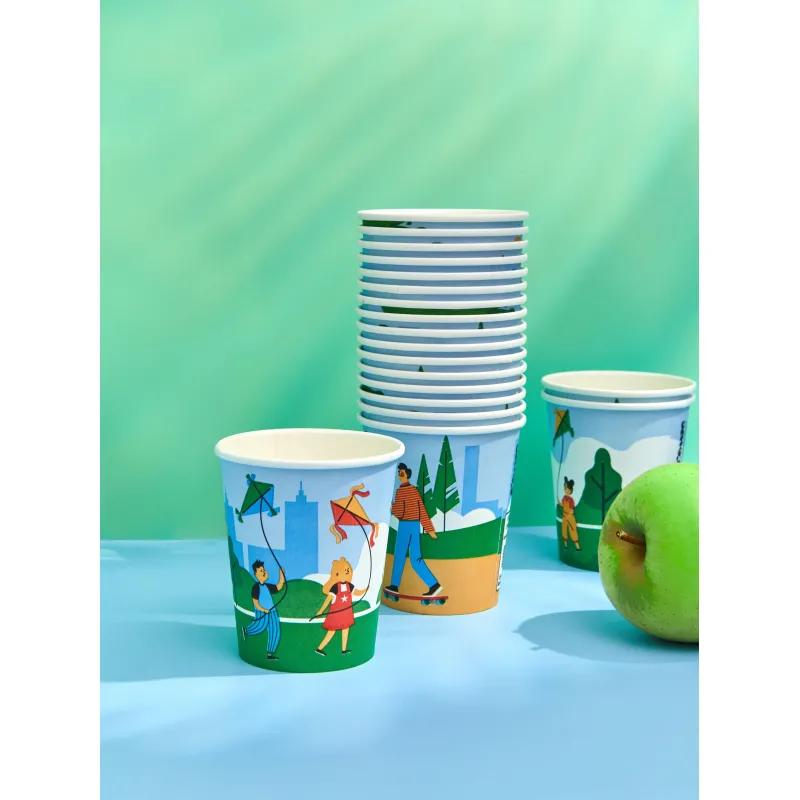 Стакан одноразовый бум односл. 250 мл d-80мм Активный отдых (MIX) 50шт/уп