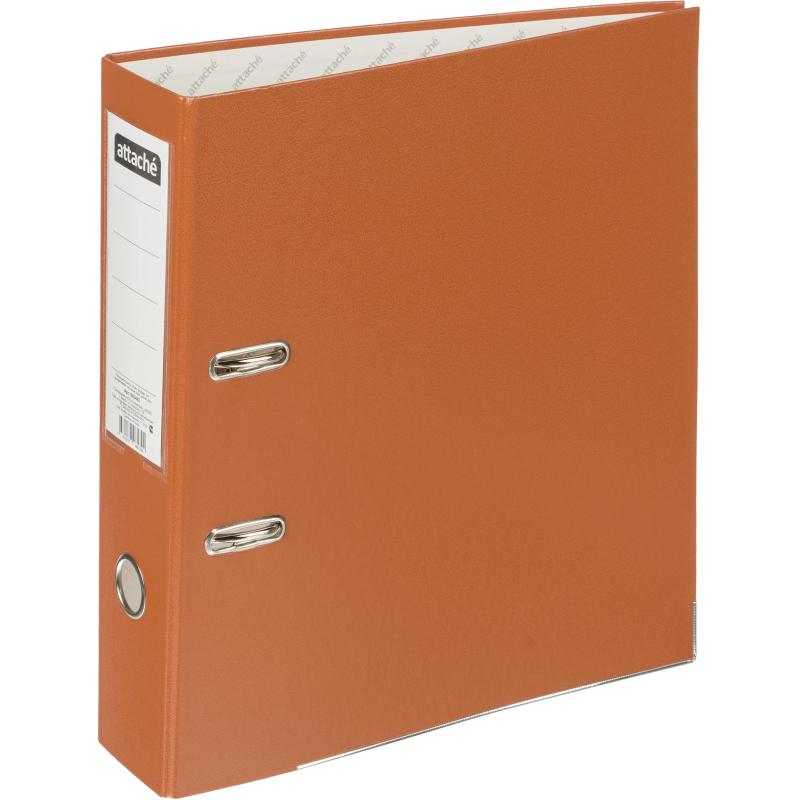 Папка-регистратор 75мм Attache А4, темно-сер., тиснение кожа, мет. угол