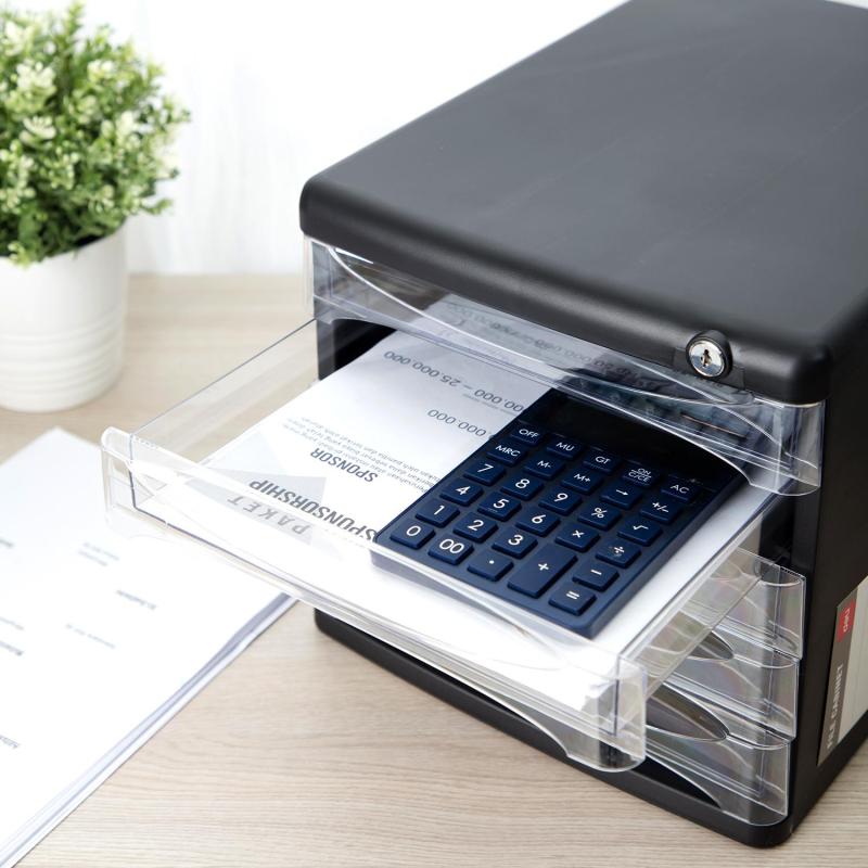 Бокс с выдвижными лотками Deli E9795Bl 5 выдвижн лотков с замком черный