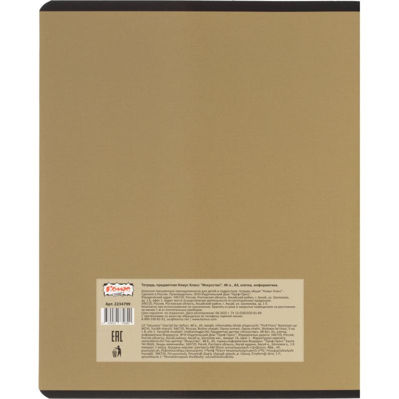 Тетрадь предметная Комус Класс Искусство, 48 л., А5, клетка, ИНФОРМАТИКА