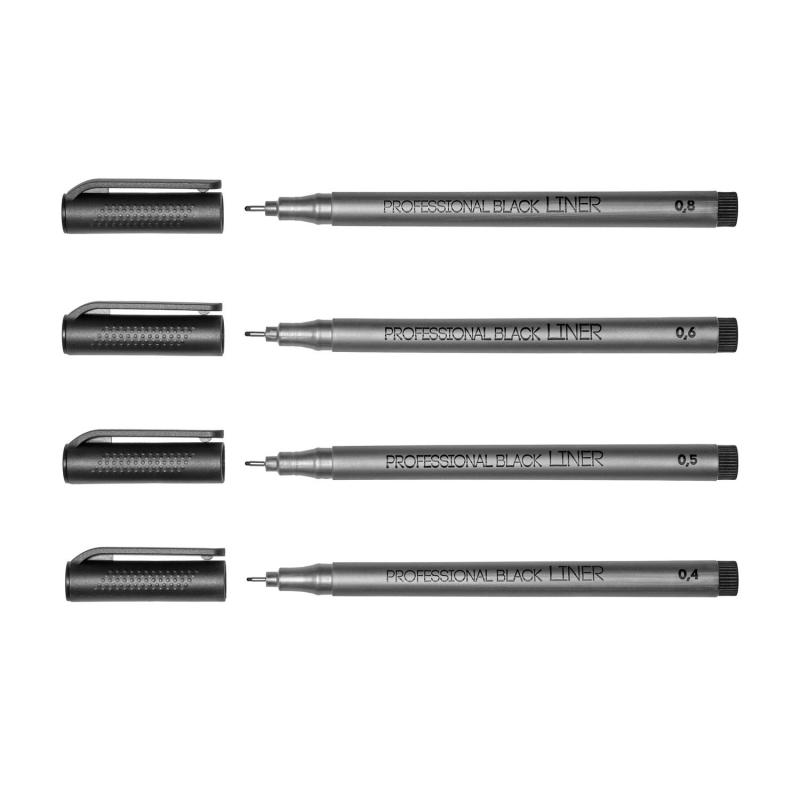 Набор линеров утолщенных Sketch&Art черного цвета, 4 шт. 36-0032