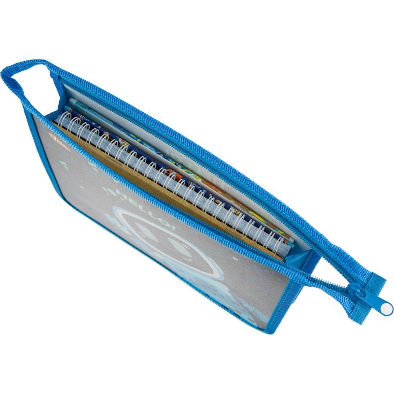 Папка для тетрадей Комус Класс Robot Hello син,А5, молния, пластик, ПТ-735