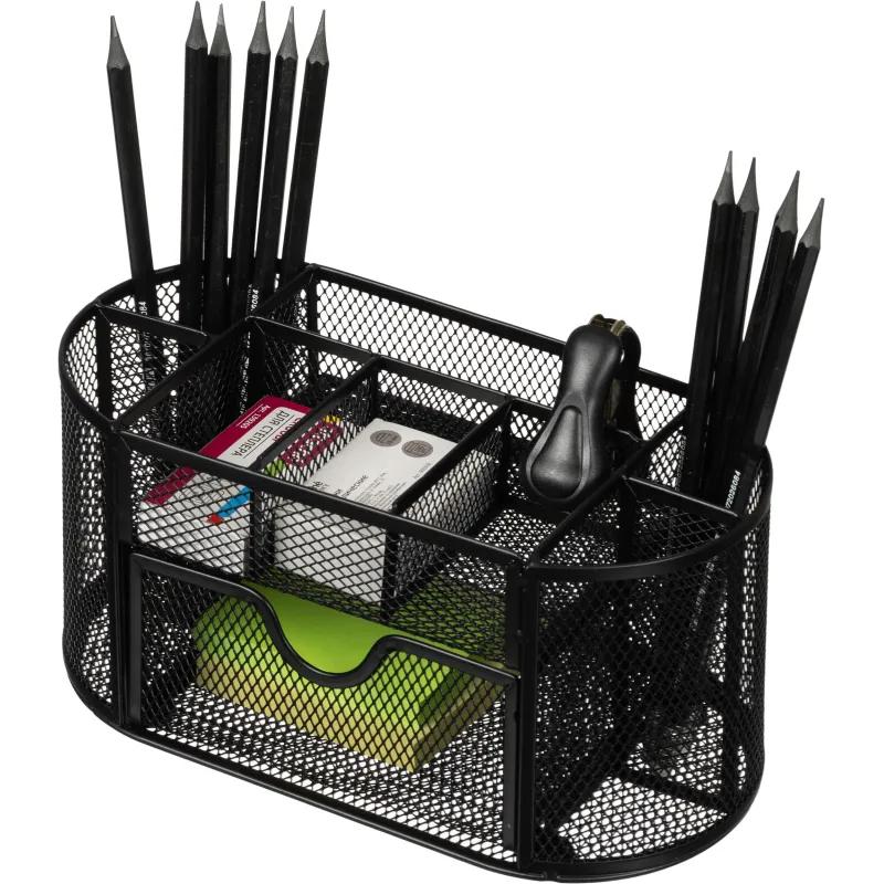 Подставка-органайзер д/канц.мелочей Комус 9отд мет сетка 220х110х105мм черн