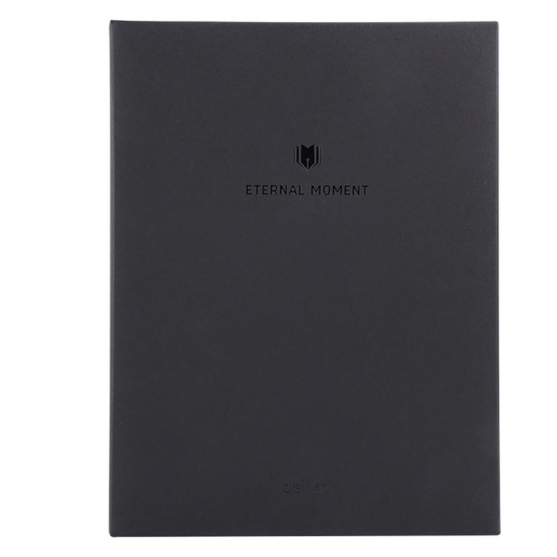 Блокнот Deli А5 120л 80 г/м твердая облож,клетка 5x5мм, черный кожа EN139G