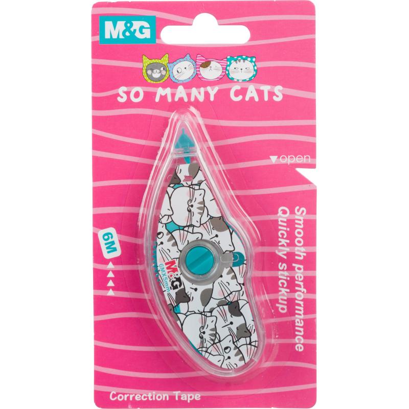 Корректирующая лента M&G So Many Cats 5 мм x 6 м, ассорти, блистер