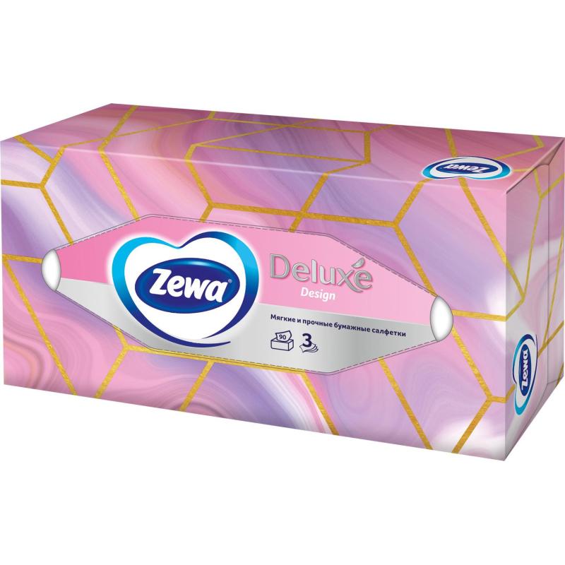 Салфетки косметические ZEWA-Deluxe 28420/3849 3-сл.90шт./уп.