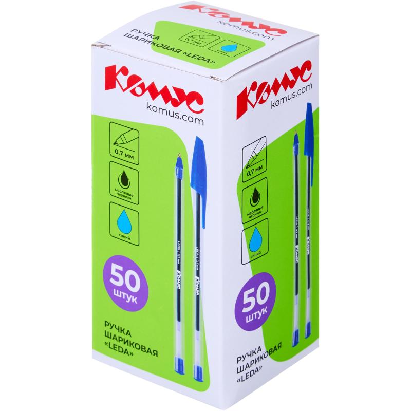 Ручка шариковая Комус Leda, д.ш. 1 мм, синяя