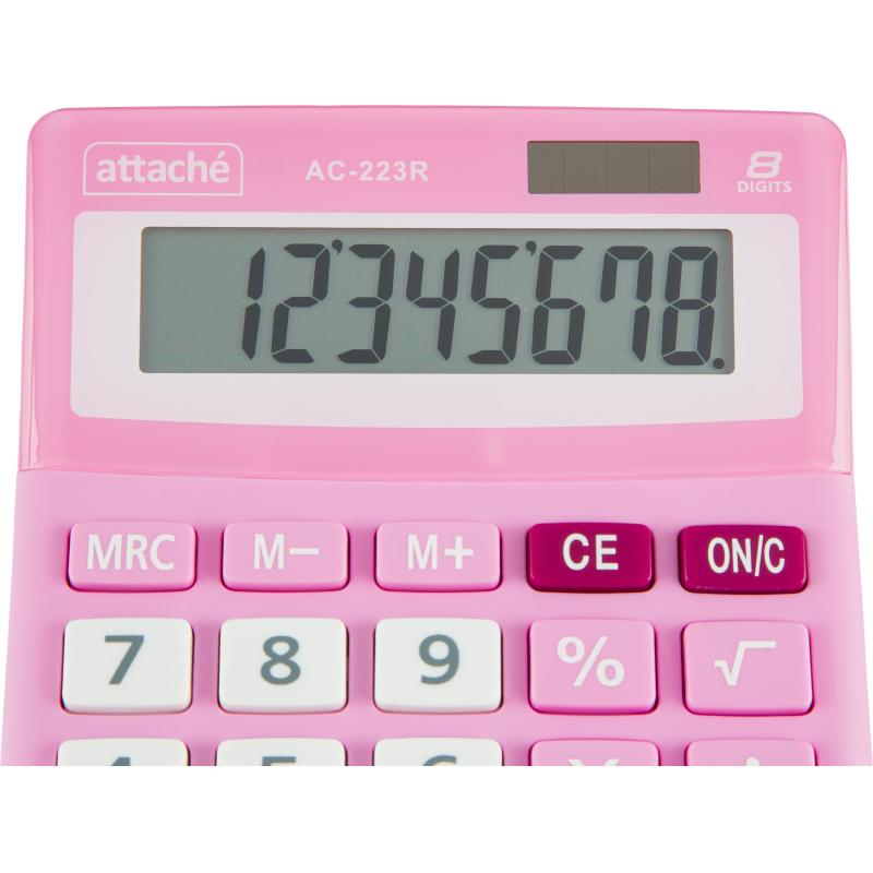 Калькулятор настольный КОМП Attache, AС-223R,8р,дв. пит, розовый,134x107x34
