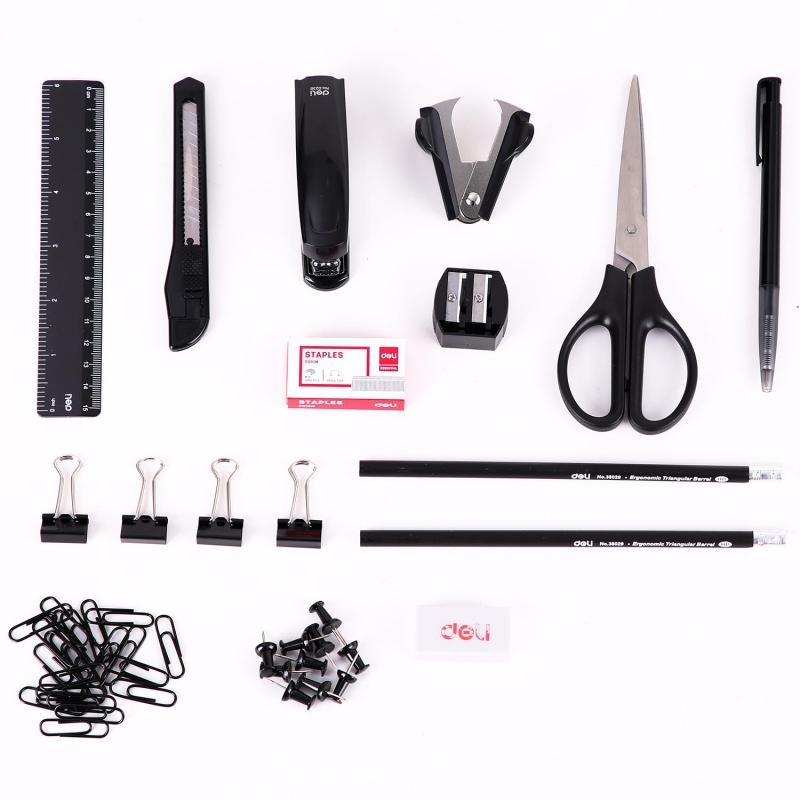 Набор настольный Deli E38250A 15 предметов черный вращающийся