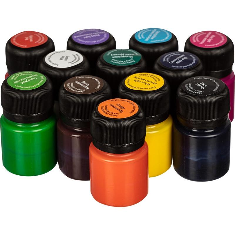 Набор акриловых красок по стеклу и керамике Decola 12х20 мл, 041114