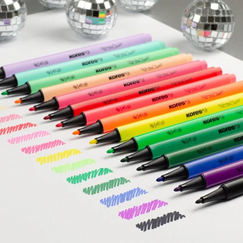 Фломастеры K-BEATS наб 15цв в коробке,пастель,неон.цв