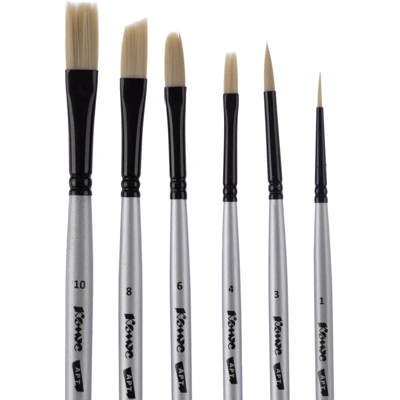 Набор кистей художественных Комус Арт,синтетика жесткая,длин.ручка, 6шт/наб
