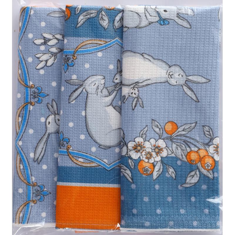 Набор полотенец 45х60- 3 шт., вафля 160 гр/м2, Русская сказка ассорти