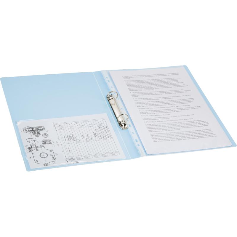 Папка на 2-х кольцах А4 Комус Русская серия Arctic голубая 25/32мм 900мкм