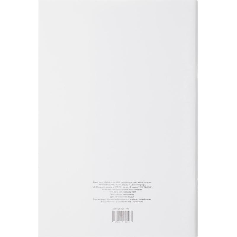 Книга учета Выбор есть А4 48л клетка блок типограф обл. картон