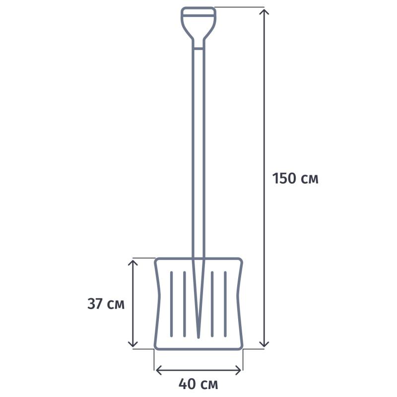 Лопата д/уборки снега с прямым деревянным черенком ковш 40х37см
