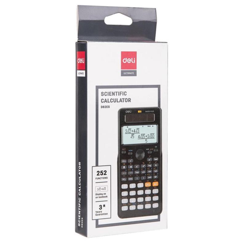 Калькулятор научный Deli ED82ES, графич.дисп.,252 ф.,дв.пит.,173x83мм,черн